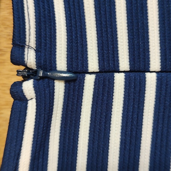 Altar'd State Cute Retro Sailor Dress Blue White Stripe Pleated Bell Sleeve Sz M - Picture 7 of 12